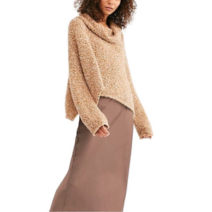 Free People Tan Oversized Turtleneck Sweater – Size M